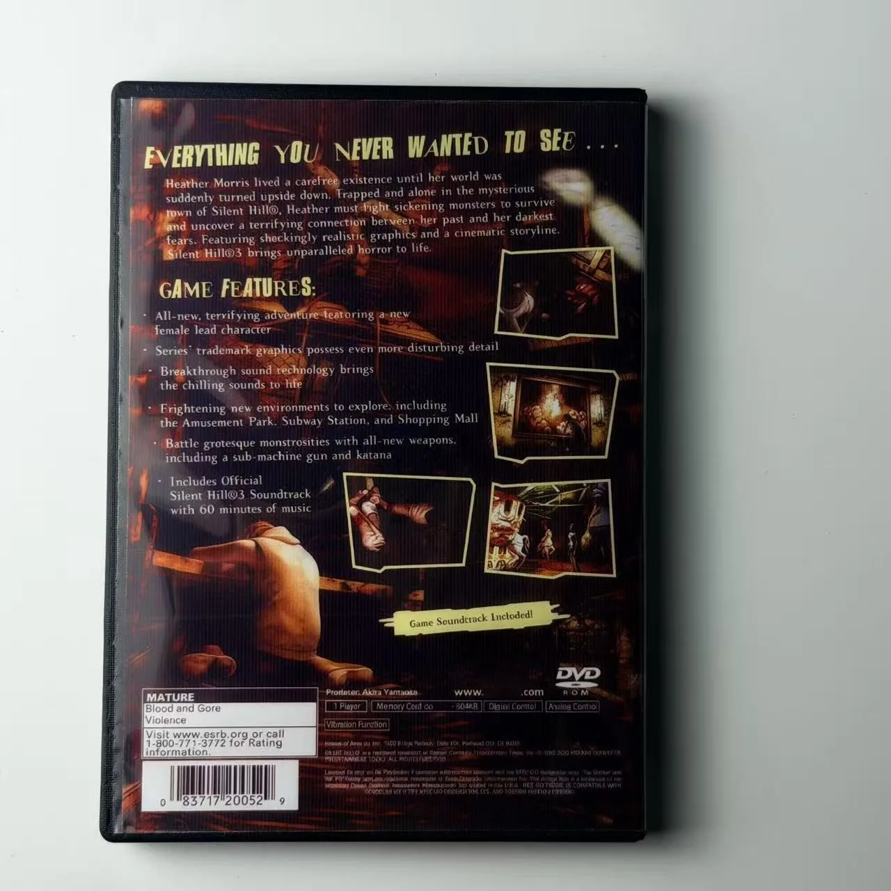 High-quality Reproduction Disc For PS2:Silent Hill 3 US Vibration Version, No Manual)