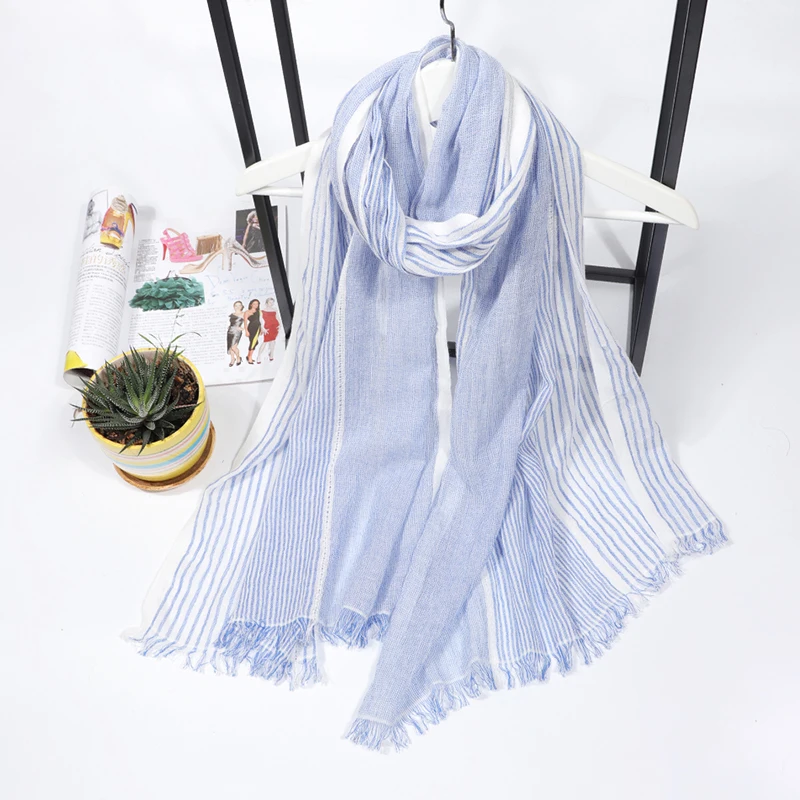 Spring Linen Cotton Scarf Pashmina Soft Shawl And Wraps Summer Scarves Solid Design HIjab Vile Female Foulard Beach Stoles Scarf