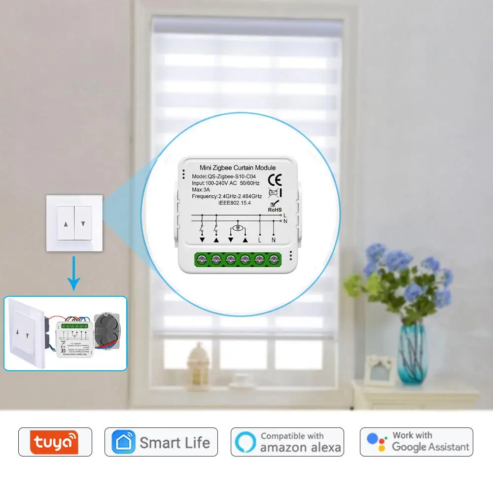 Tuya Wifi Blind Curtain Module Remote Control Curtain Switch Connected Roller Shutter Electric Motor Support Google Home Alexa