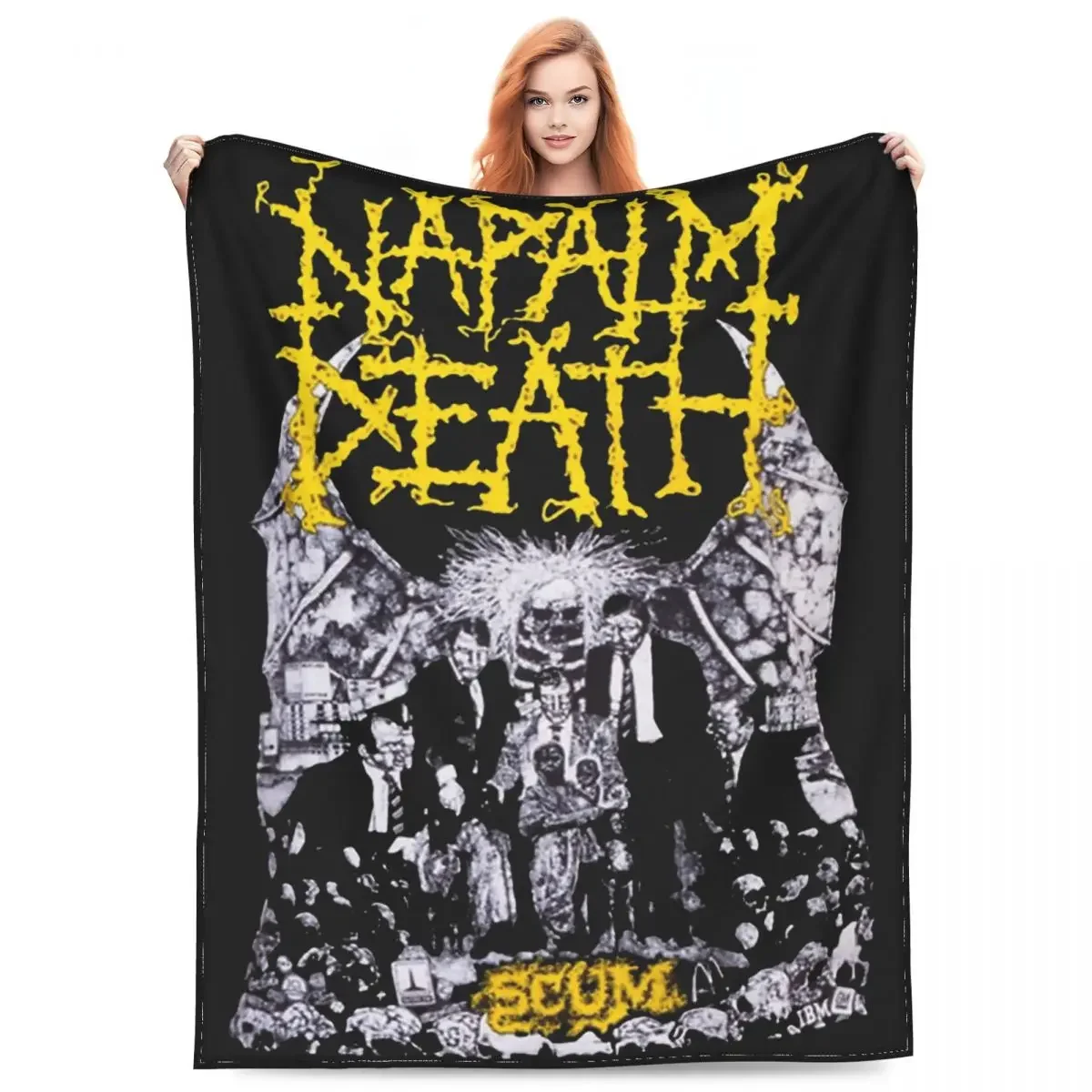 Napalm Death Black Metal Band Merch Blanket Fleece Bed Throw Blankets Relax Warm for Travel Pluszowa cienka kołdra