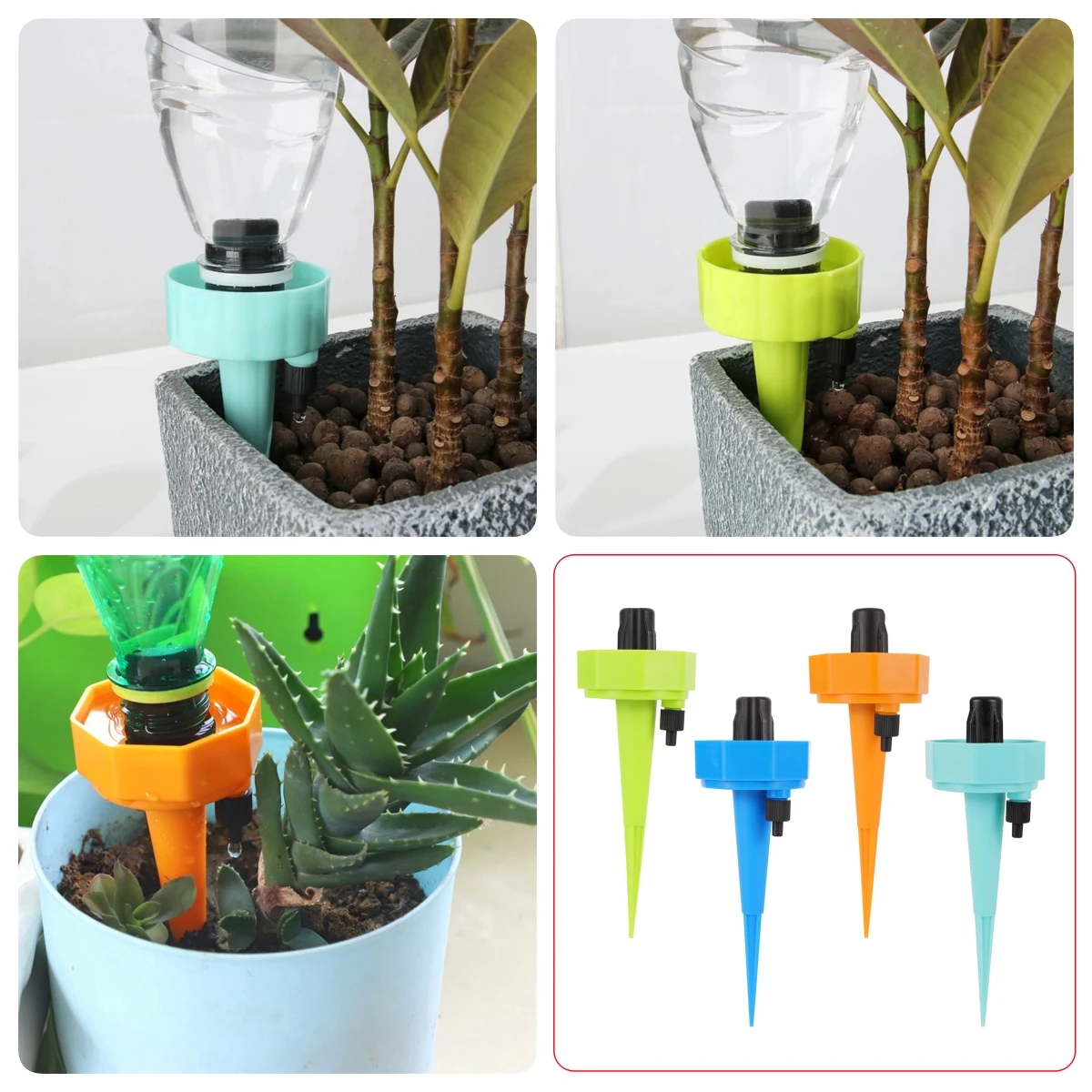 

5 шт., автоматическая капельница с самополивающимся шипом, внутренняя/наружная бутылка для растений в горшке, капельное орошение, регулирующий клапан с медленным высвобождением, поилка
