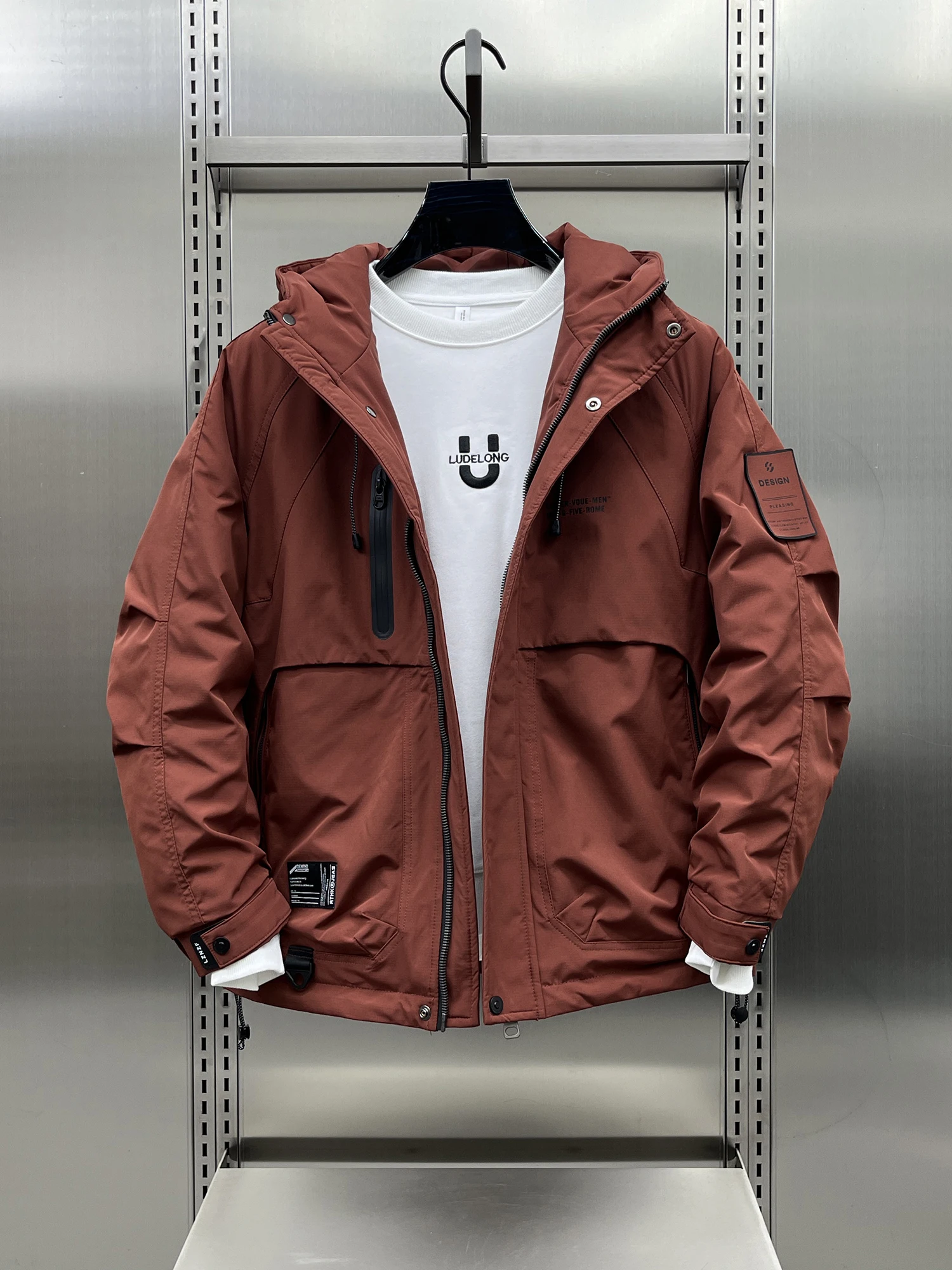 

Outdoor Men's down Jaet Winter 2024 New Sle Warm Workwear Coat Polyester Fabric Youth Trend Modern Sle Windproof