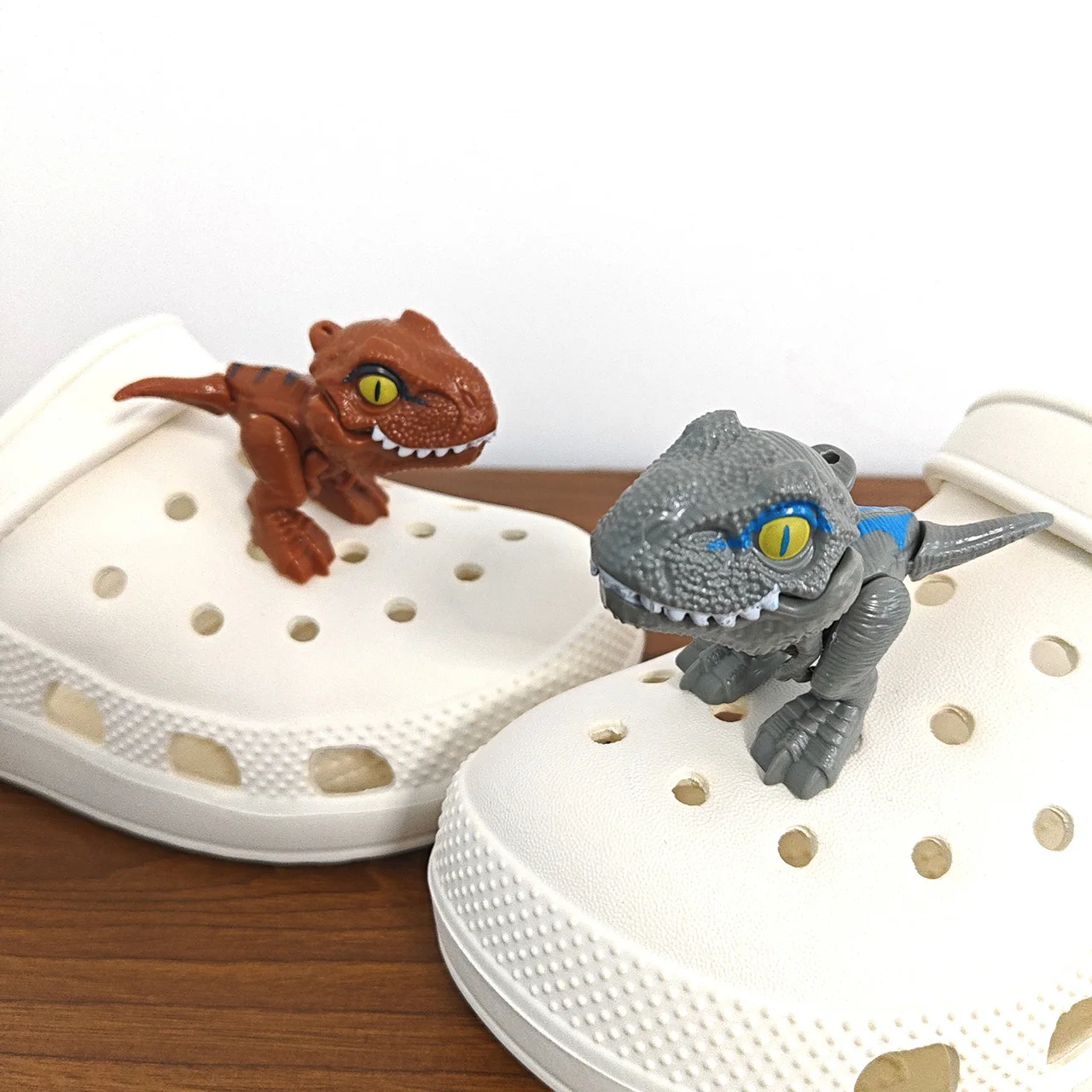 Funny Dinosaurs Shoe Charms for Crocs Kids Movable Joints Model Sandals Decoration Clogs Pins Boy Girl Gifts Slipper Accessories