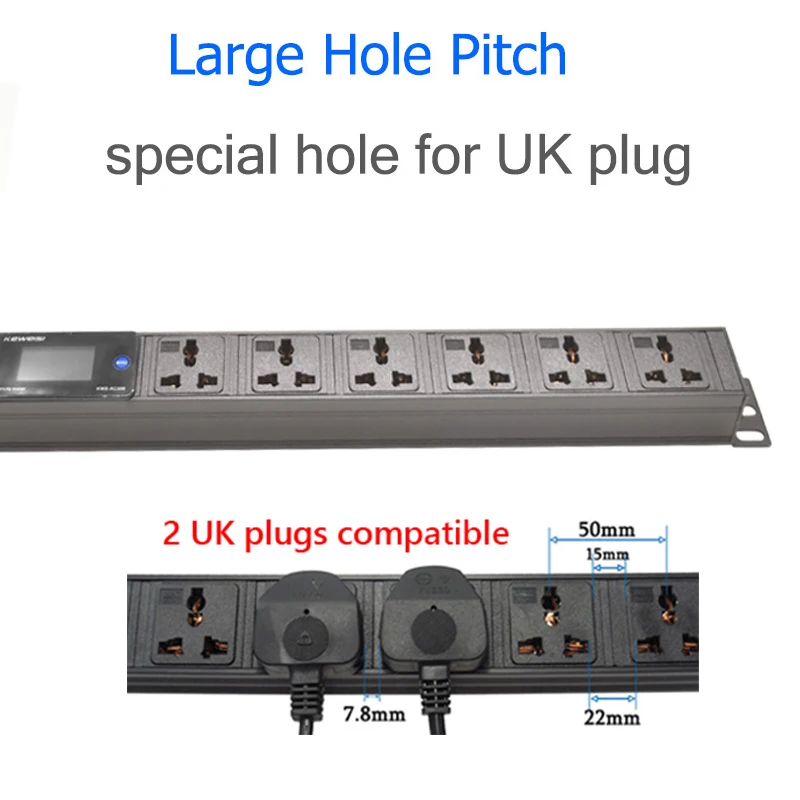 Rack Mount PDU Power Strip C14 interface Metal Sehll 2/3/4/5/6/7 Universal Socket Digital Ampermeter Voltmeter Ammeter