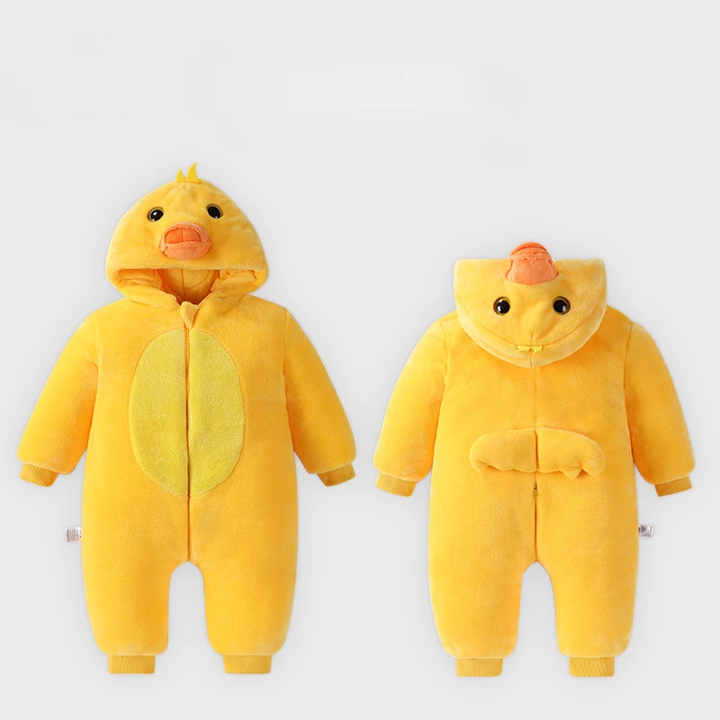 Newborn Animals Bodysuit Cute Chicken Lion Jumpsuit Children Winter Crawl Suit Warm Thickened Kids Zentai Sleepwear Boys Girls