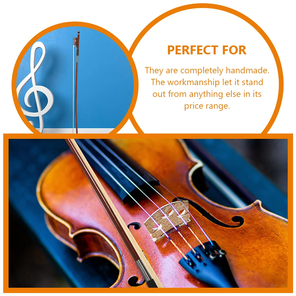 

2pcs Wood Violin Bow Replacement Smooth Horsetail Hair String Instrument Accessory Practice Parts for Children