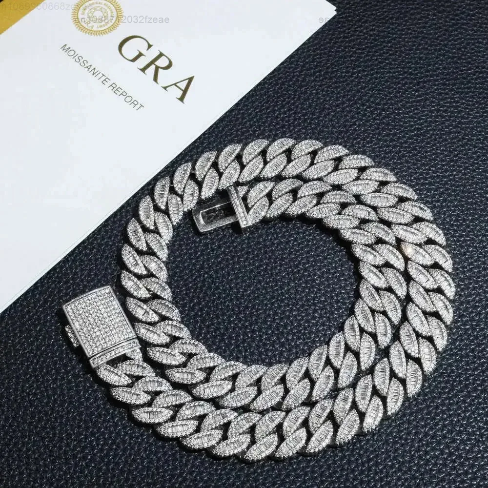 

16mm Moissanite Chain Hip Hop Jewelry Men Necklace Vvs Hip Hop Sterling Silver 925 Jewellery Luxury Cuban Link Chain
