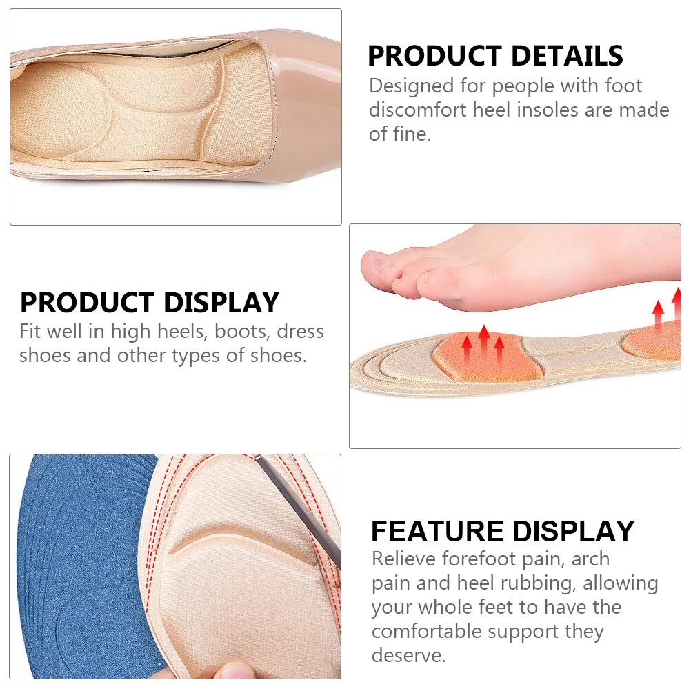 

4Pairs Breathable Shoe Insoles Sweat Absorption Heel Pads Foot Cushion Support Shoe Pads for Running Walking Foot Insoles