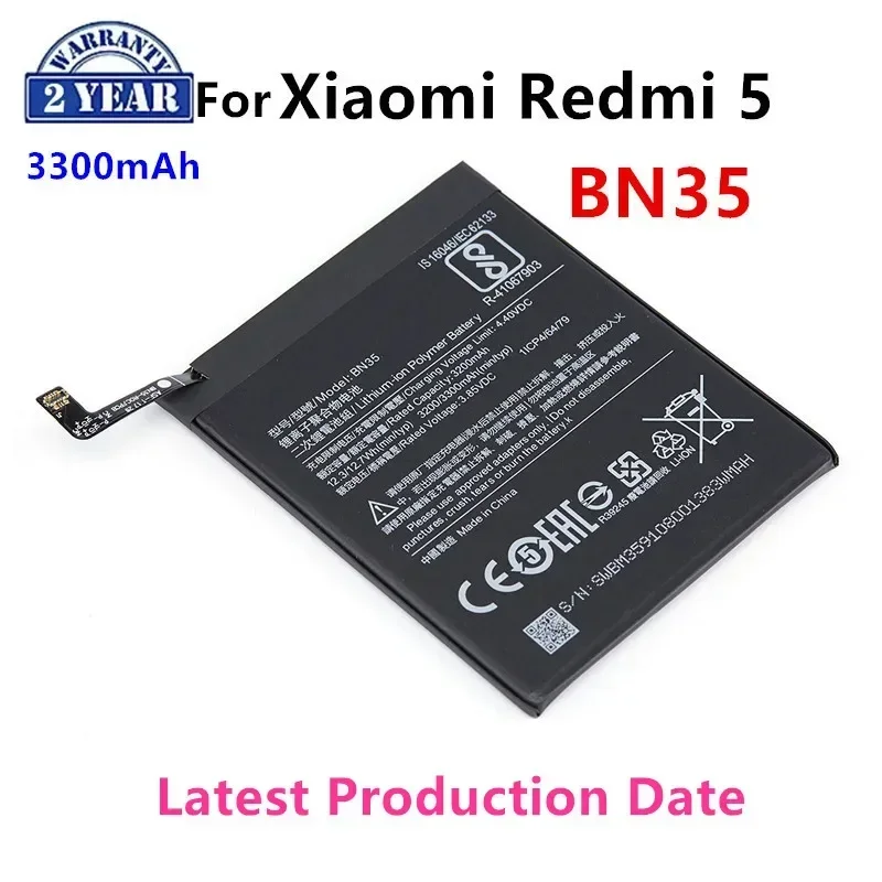 

100% Orginal BN35 3300mAh Battery For Xiaomi Redmi 5 Redmi5 Red mi5 High Quality Phone Replacement Batteries