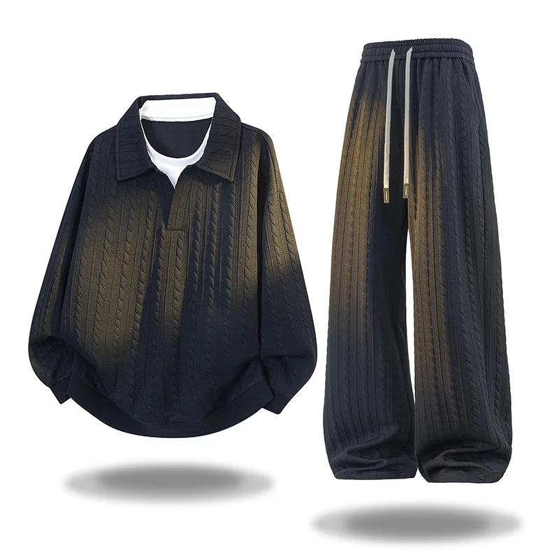 

Fashion Men Wear Plus-size Pullover Straight-leg Pants Plus-size Japanese-style Casual Sportswear Set for Men 2026 New Autumn