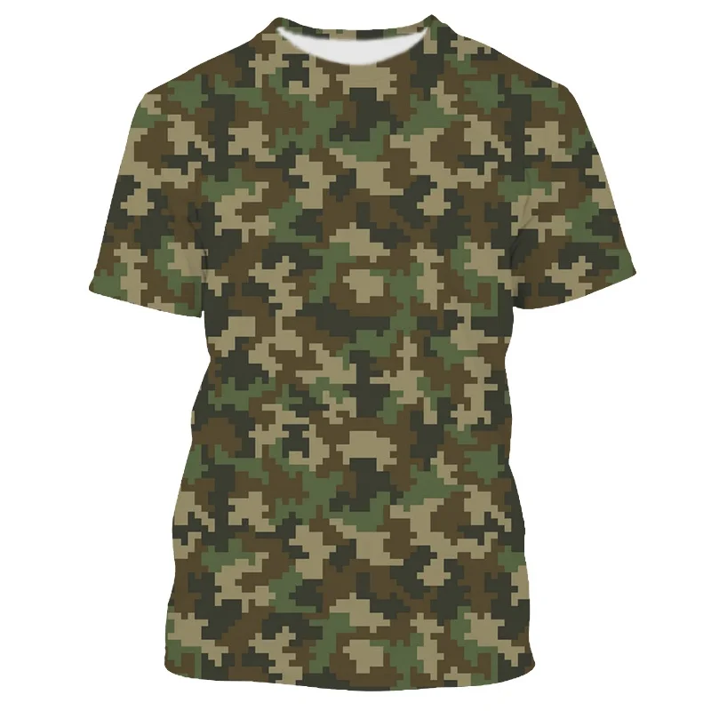 New 3D Desert Camouflage Printed T-shirt Mosaic Camouflage Graphic T Shirts For Men Cool Hunting Aesthetic Clothing Kid Tops