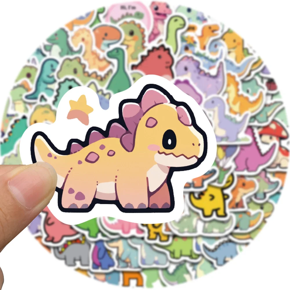 100PCS Cute Cartoon Short Legged Dinosaur Sticker Harajuku Suitcase Home Decorated DIY Scrapbook Coffee PVC Classic Sticker