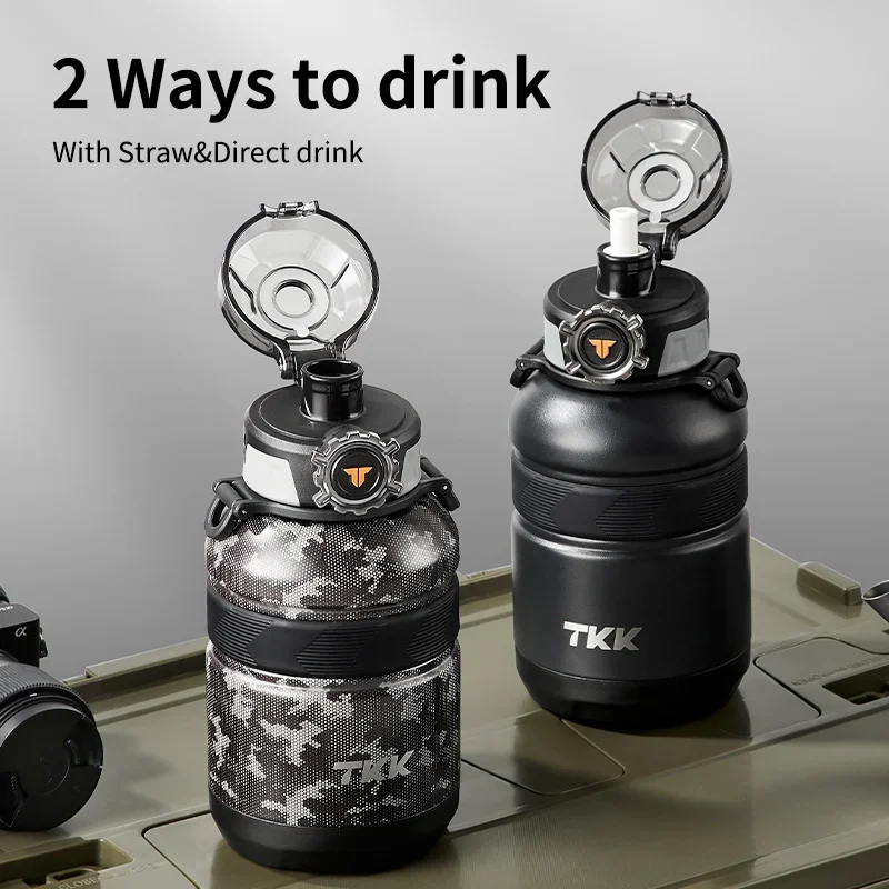 TKK 950ml SUS-316 Large Capacity Stainless Steel Thermos Portable Vacuum Flask Insulated Tumbler with Rope Thermo Bottle