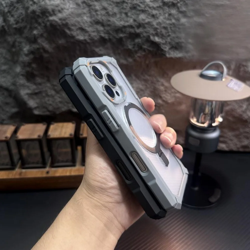 Rugged Metal Magnetic Holder Shockproof Case For iPhone 17 Air 16 15 14 13 12 Pro Max Plus 17e Camera Glass Ring Armor Cover view 4