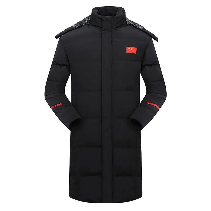 New Chinese Team Sports Coat, Men\'s And Women\'s Long Training Down Jacket, Winter Knee Thick Warm Cotton Jacket