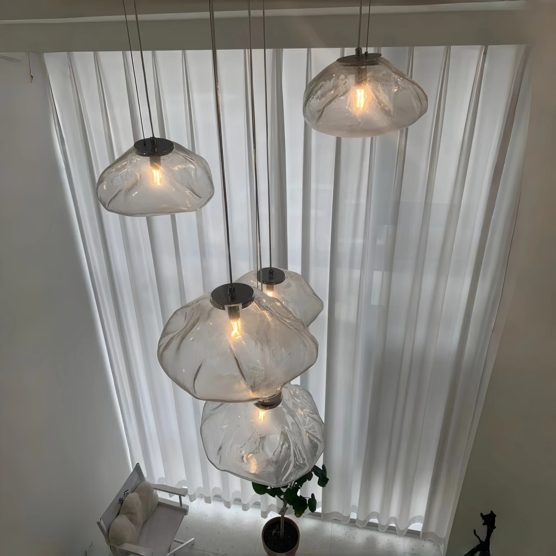 Modern Cloud Design Chandelier Nordic Gery Glass Hanging Light Indoor Decor Droplight Parlor Bedroom Dining Cafe Pendant Lights