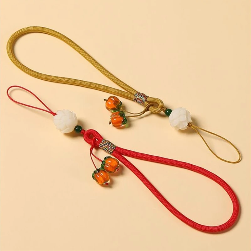 Liuli Persimmon Handykette Schlüsselanhänger Anhänger Anti-Verlust-Handschlaufe Persimmon Bodhi-Wurzel Lotus Kopfhörer-Kamera-Kette – Detail 9