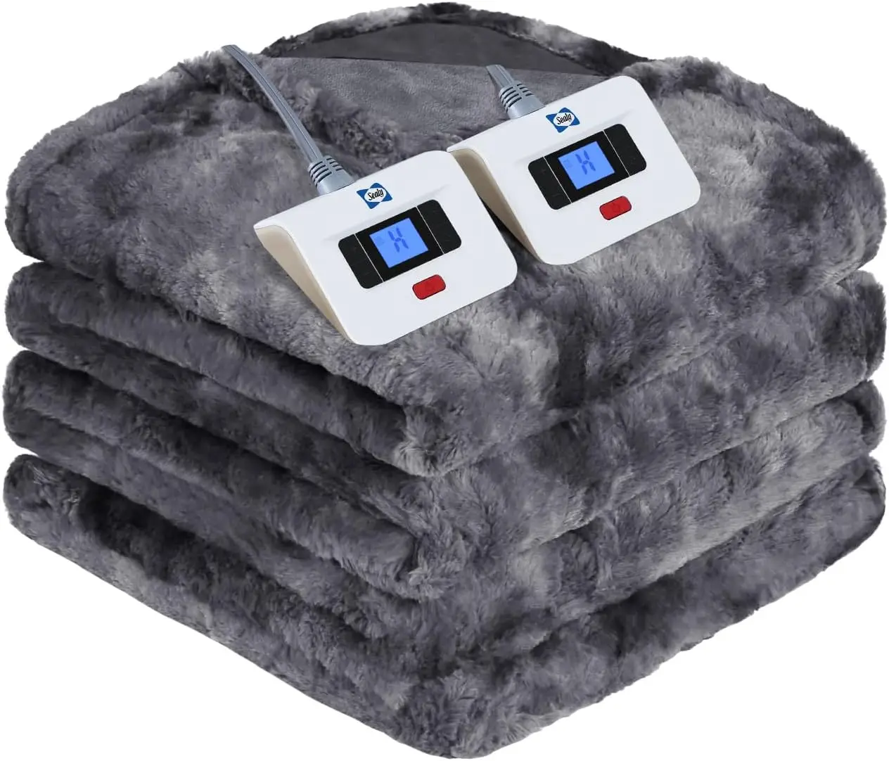 Electric Blanket Queen Size, Faux Fur & Flannel Heated Blanket with 10 Heat Setting & 1-12 Hour Auto Shut Off