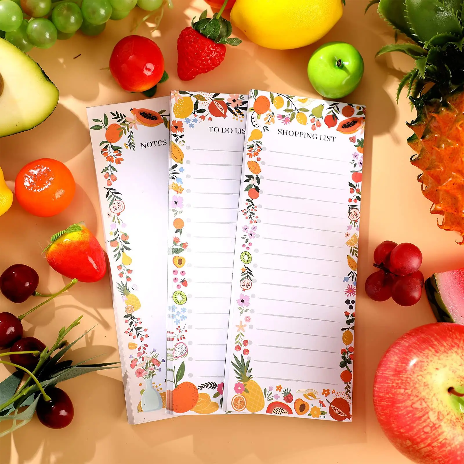 Frutas Padrão Magnetic Sticky Notes, Note Pad, Tearable Planner, Memo Pad para geladeira, lista de mercearia, para fazer a lista, papelaria, 50 folhas