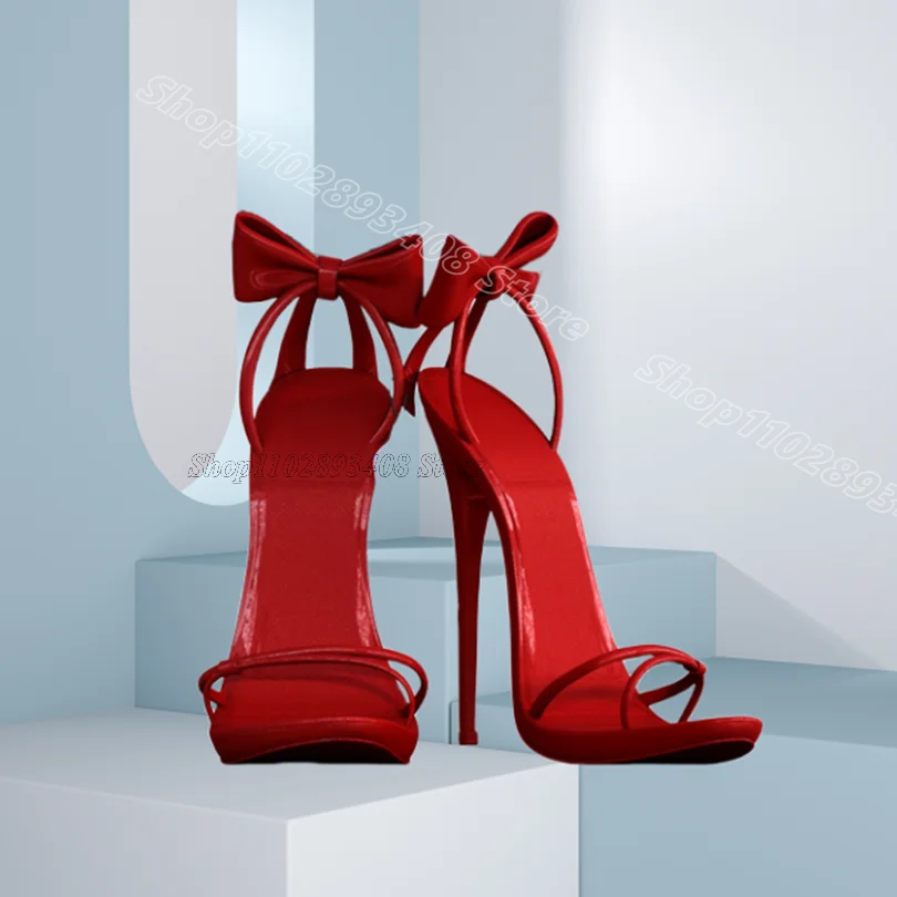 

Red Bowkont Decor Sandals Stiletto Open Toe New Fashion Elegant Sweet Style Women Party Dress Sandals 2025 Zapatos Para Mujere