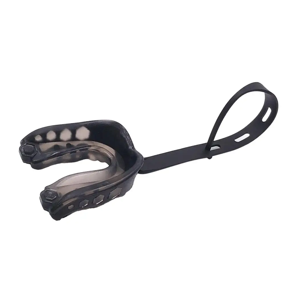 EVA Teeth Guard Protection with Lanyard Single Mouthguard for Adult Rugby Baseball Muay Thai Shock Resistant