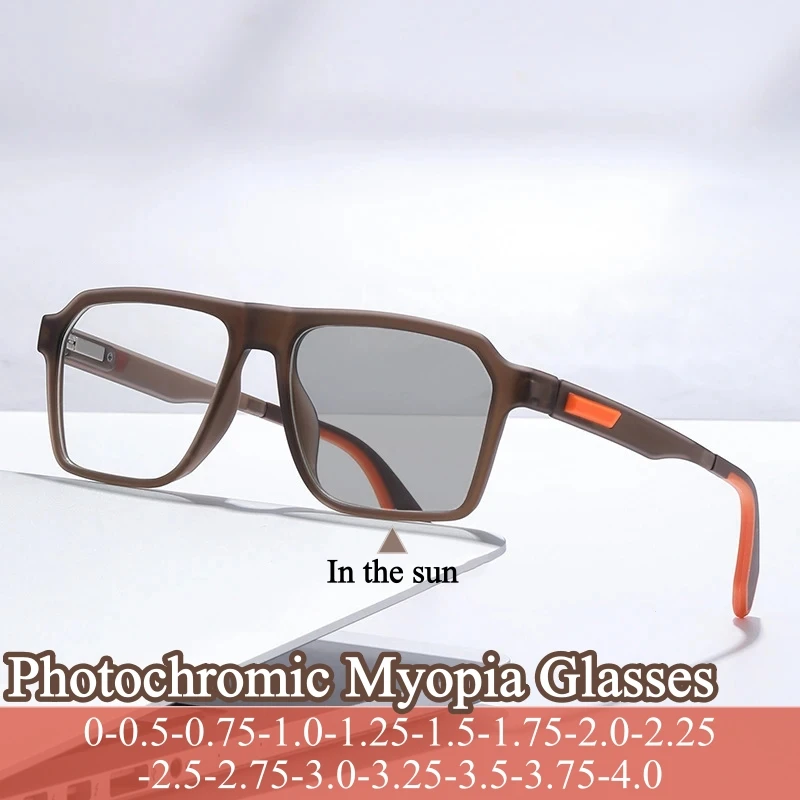 

Photochromic Prescription Glasses Light Sensitive Color Changing Myopia Glasses with Spring Legs Anti Slip/Anti Blue Ray Eyewear