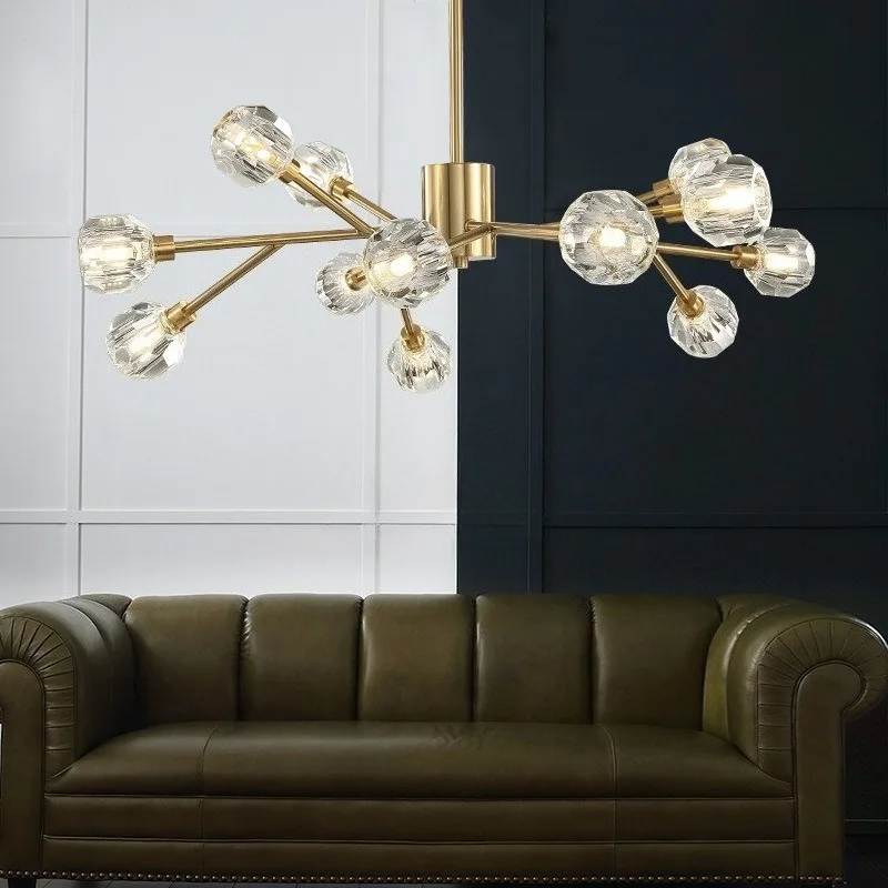 Postmodern Crystal Chandelier Nordic LED Magic Bean Molecular Pendent Lights Living Dining Room Bedroom Home Decor Hanging Lamps