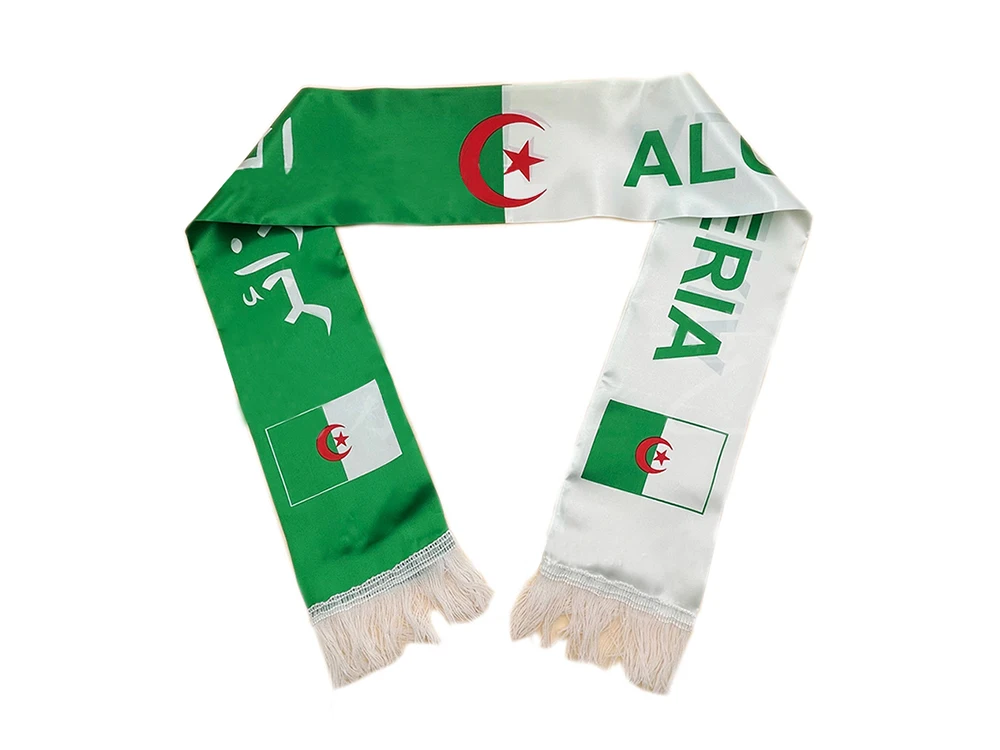 Algeria Flag 14*130CM Custom Scarf Football Team Scarves Printing Satin Banner