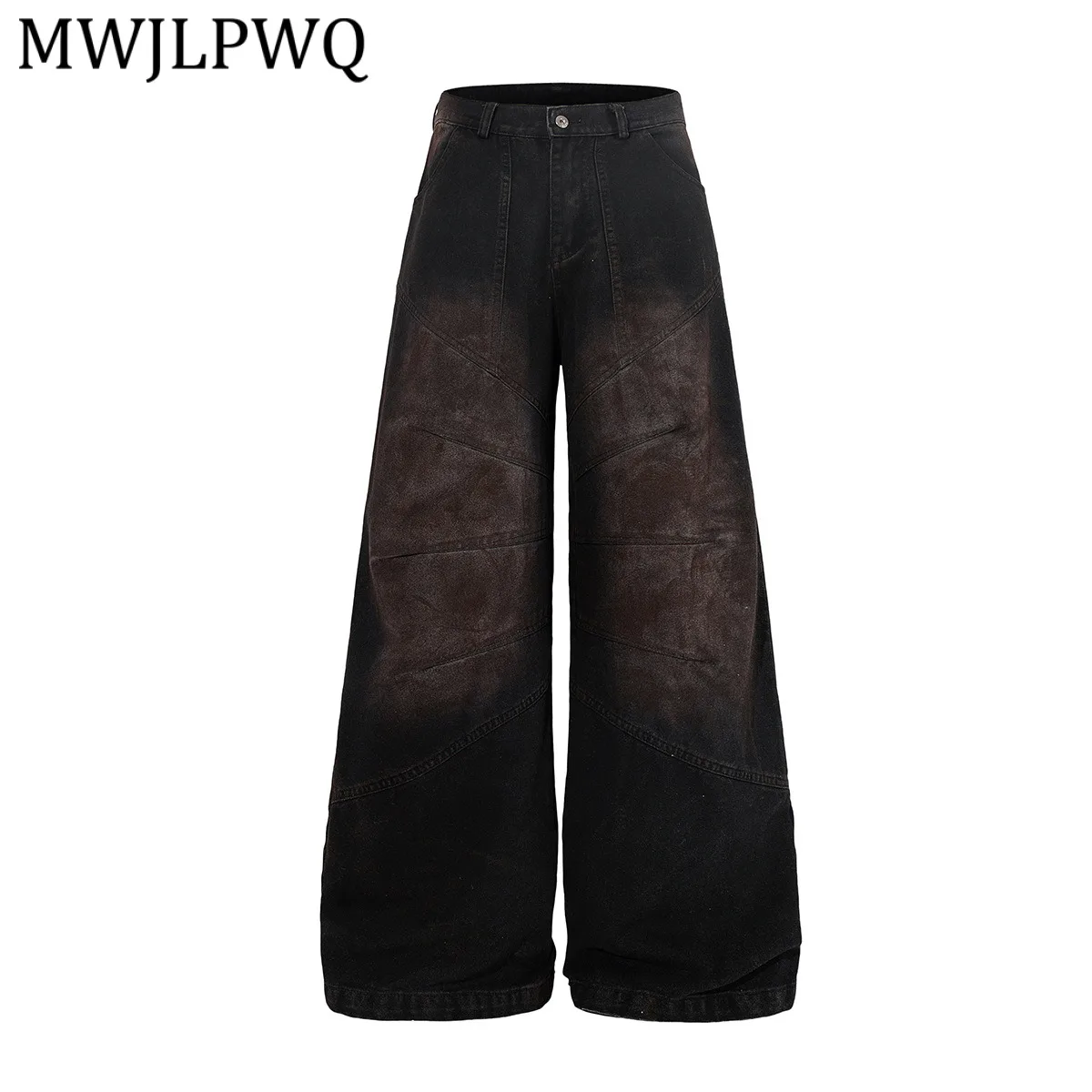

MWJLPWQ 2026 New American Street Style Heavy Washed Dirty Dyed Wide-Leg Jeans Hiphop Spring Loose Fit Floor-Length Pants 13603