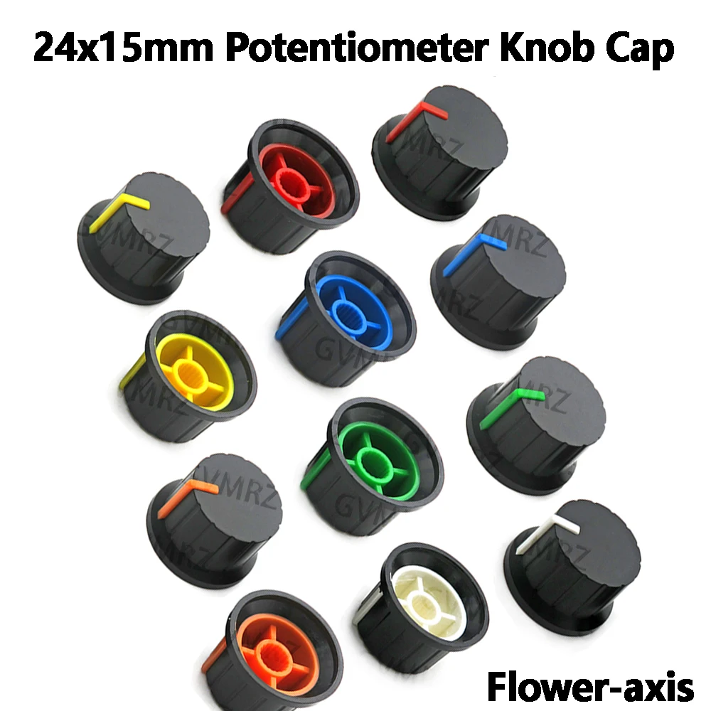 10PCS 24*15mm Potentiometer Knob Cap Flower-axis Volume Control Knobs Red Yellow White 24x15 Blue Green Red Yellow
