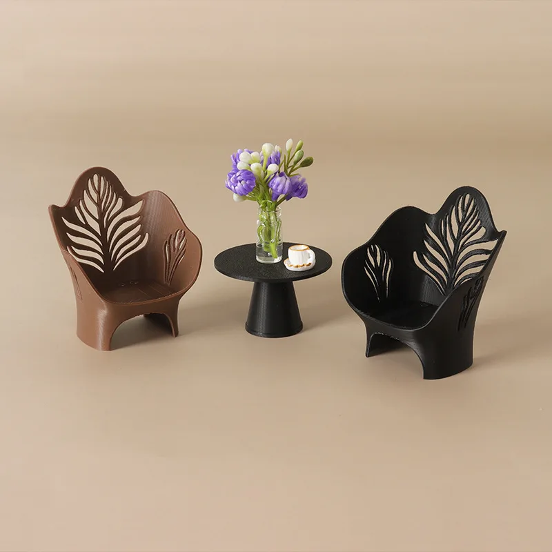 

Миниатюрное кресло для кукольного домика в масштабе 1:12, плетеное кресло с узором из листьев, набор мебели, аксессуар для диорамы