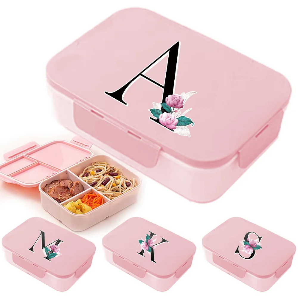 

Creative Sealed Lunch Box Portable Bento Box For Children Travel Outdoor Picnic Fruit Salad Box Whitemarble Letter Pattern