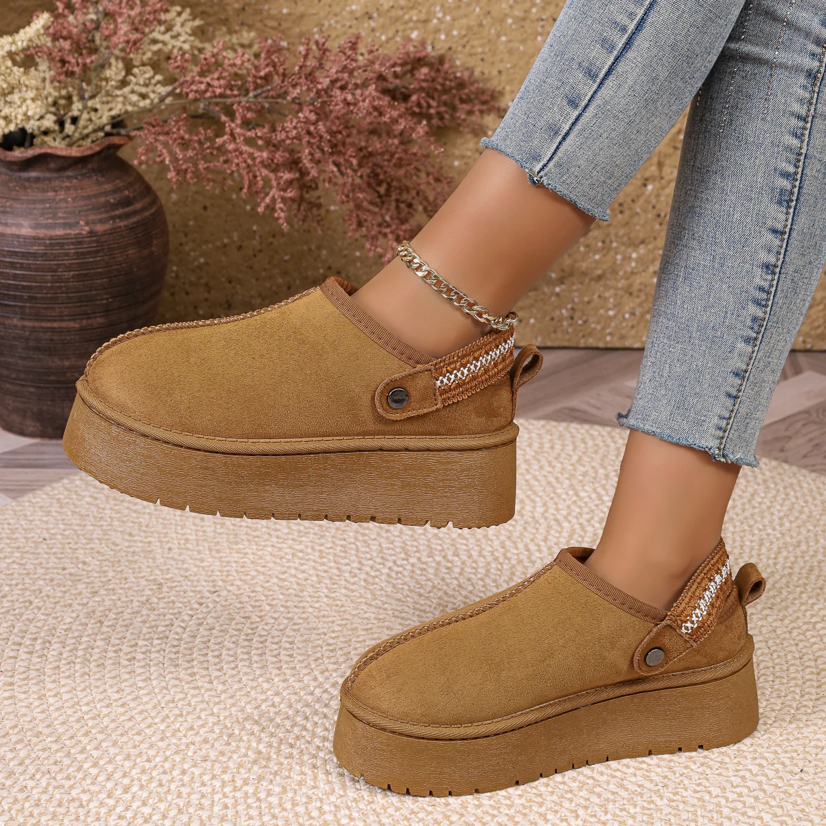 Damenstiefel 2026 Neue Australische Winter-Wärmeschuhe aus Baumwolle, Bequeme Modische Wasserdichte Knöchelstiefel mit Fell, Damen-Schneestiefel – Detail 11