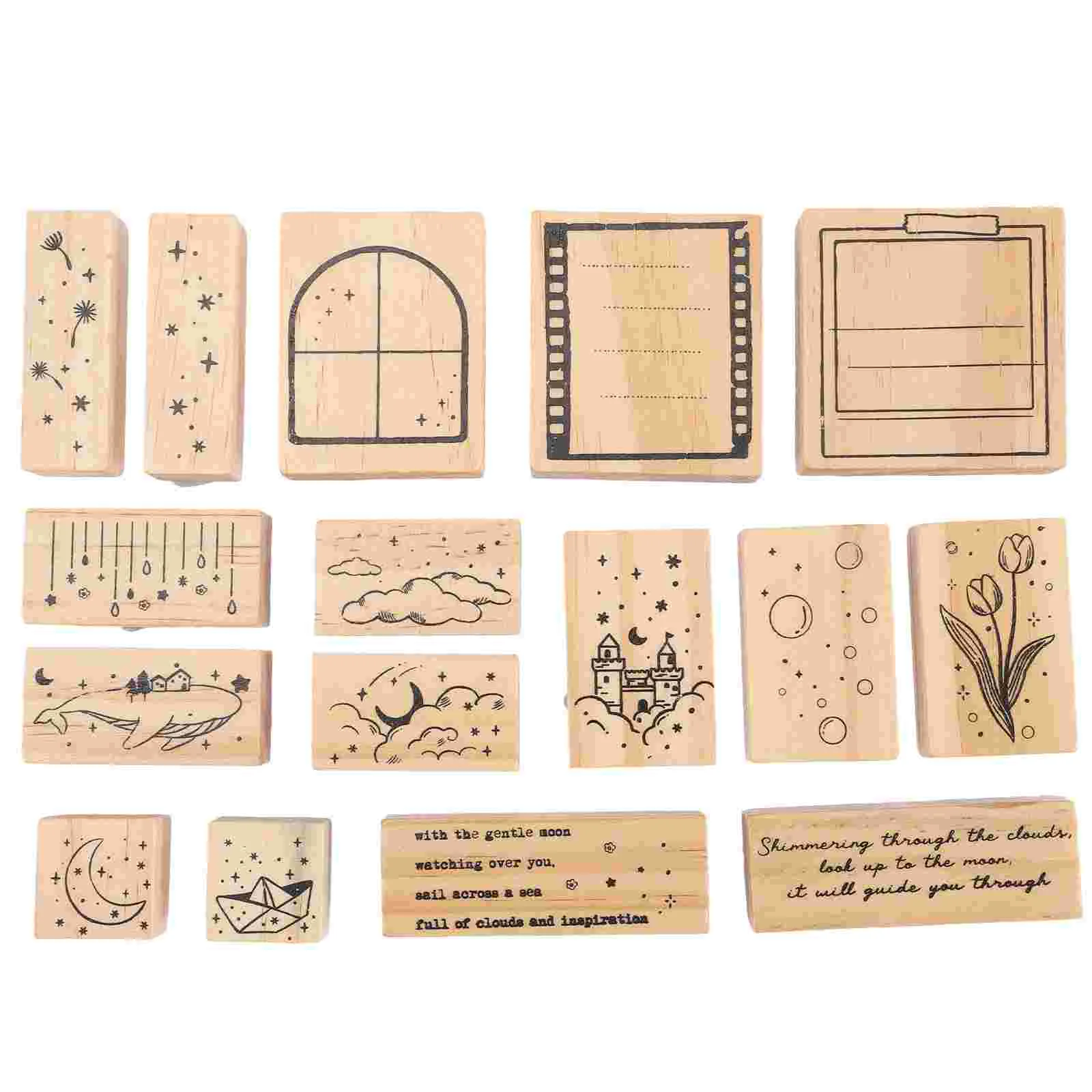 Stamps Hand Vintage Decor for Scrapbook Set DIY Crafts Making Stampers Wooden Decoration Child