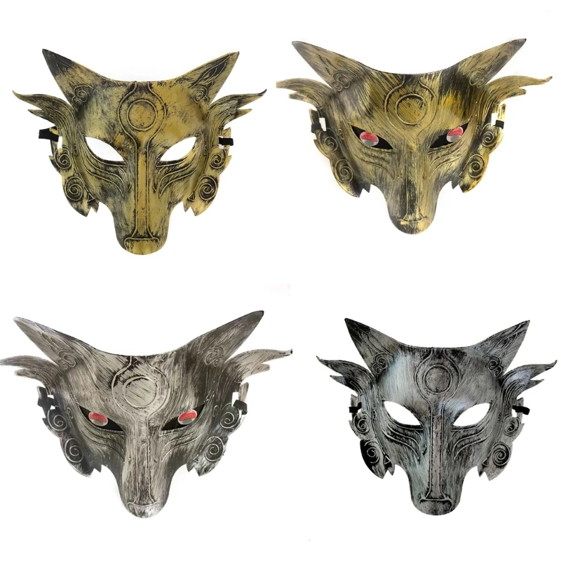 

Wolf Mask Halloween Half Face Werewolf-Mask Animal Masquerade Mask for Cosplay Costume Wolf Head Mask