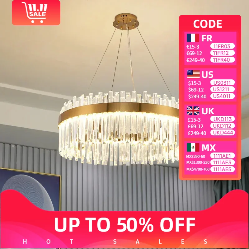 

Modern Crystal Ceiling Pendant Lamp for Living Dining Table Room Kitchen Gold Hanging Chandeliers Home Decoration Indoor Light