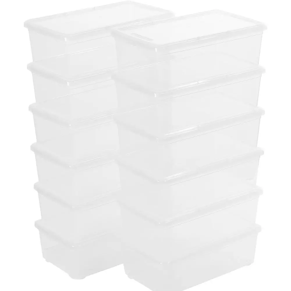 

Stackable Clear Storage Bins with Lids Shoe Boxes 12 Packs Plastic Storage Containers 6 Quart ing Plastic Shoe Boxes With Lids (