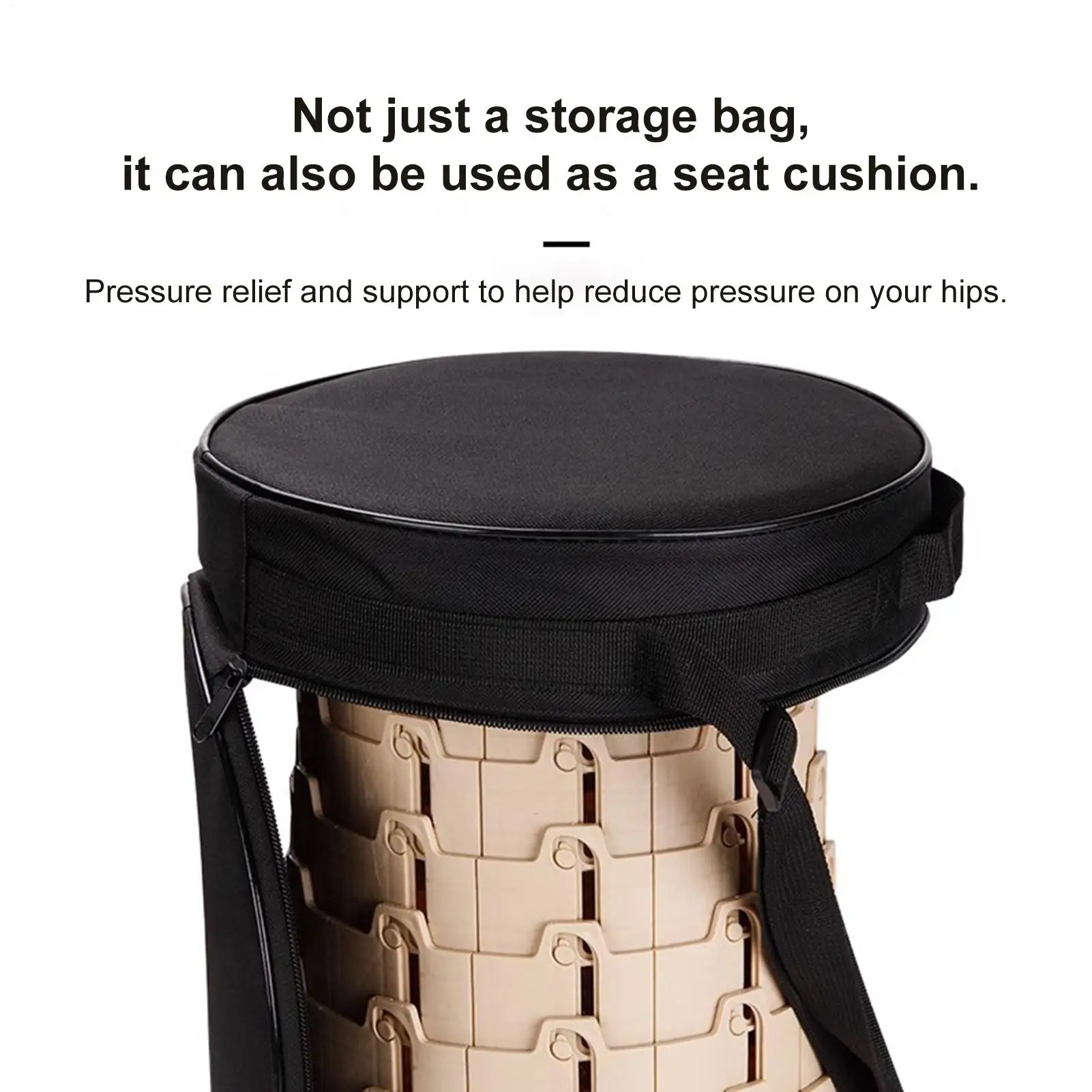 Folding Stool Round Pouch with Shoulder Strap Foldable Stool Bag Carry Case with Zipper for Sketching Camping Picnic