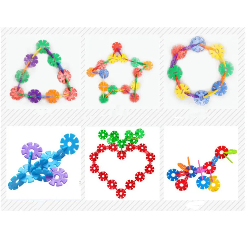 100 pz/lotto blocchi di plastica fiocco di neve per bambini giocattoli da costruzione bambini Puzzle 3D asilo gioco giocattolo di assemblaggio del bambino  26
