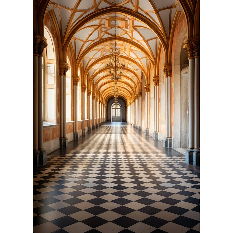 Retro Palast Schloss Thema Fotografie Hintergründe Requisiten Hochzeit Theater Oper europäischen Stil Kirche Fotostudio Hintergrund EKT-01