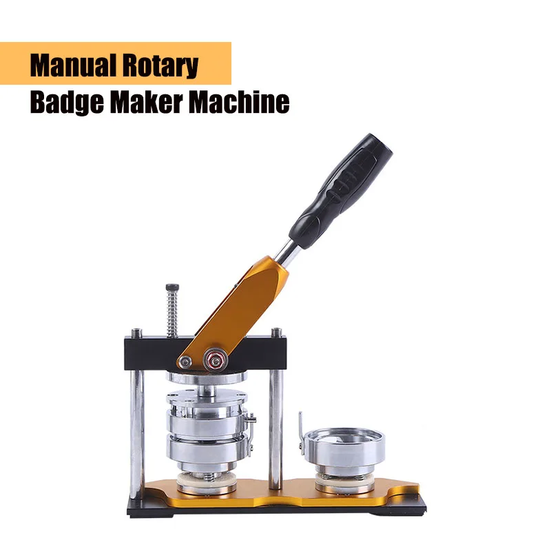 Hand Press Button Pin Maker Manual Rotary Badge Maker Machine for DIY Badges Buttons Pins Magnets Multiple Size Die Compatible