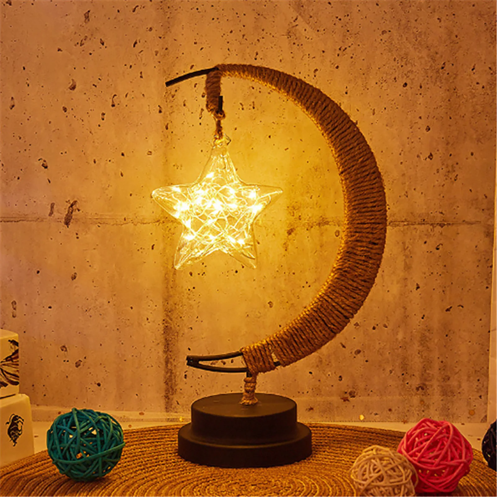 Star Moon LED Night Light , Decorative Table Lamp Enchanted Lunar Lamp for Bedroom Living Room