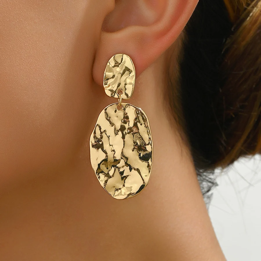 Nouveauté géométrique irrégulière marteau Texture Non percé oreille Clips pour les femmes mode métal or pince sur boucles d'oreilles bijoux cadeau