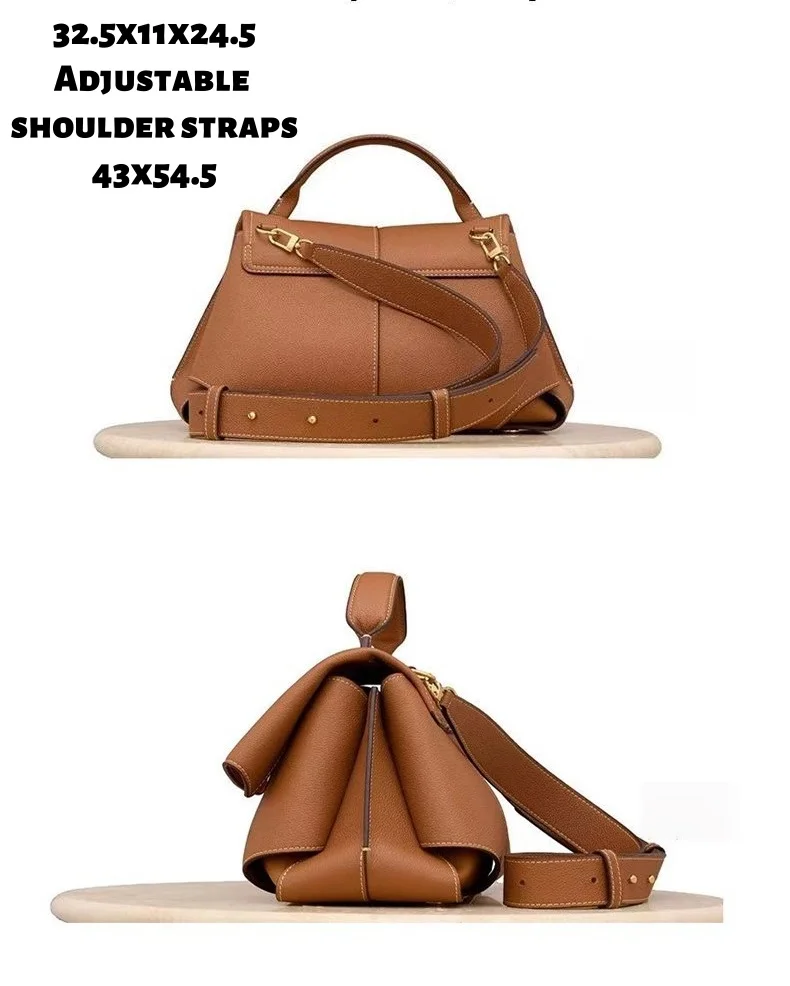 Empress Clutch Double-Layer Leather Tote Shoulder Bag Large Capacity Commuter Crossbody Bag Soft