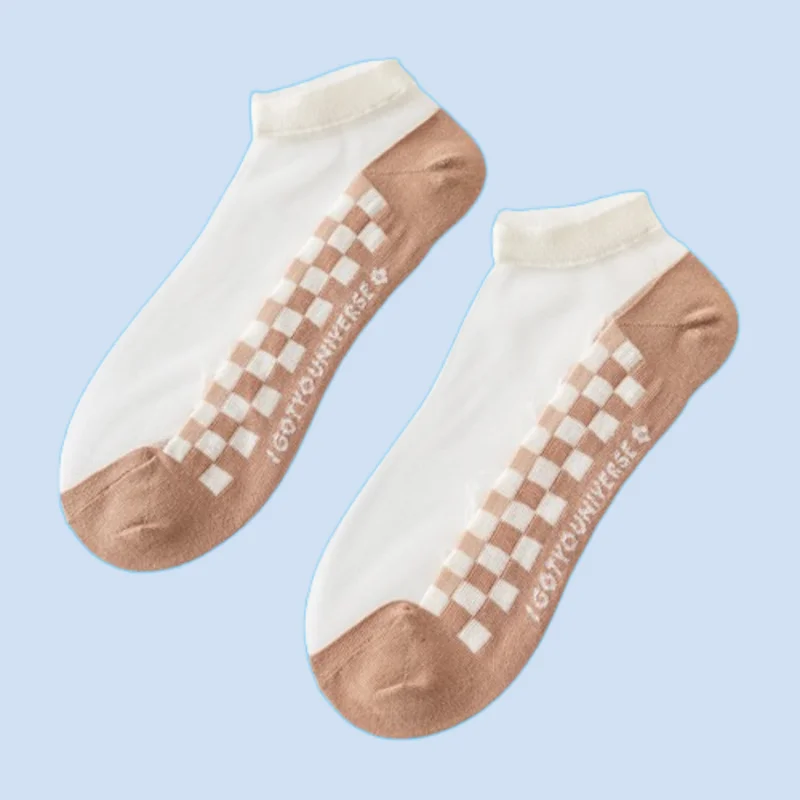 3/6 Pairs Socks Women's Summer Thin Socks Mid-Tube Shallow Mouth Sweet Cotton Low White Ladies Breathable Glass Silk Boat Socks