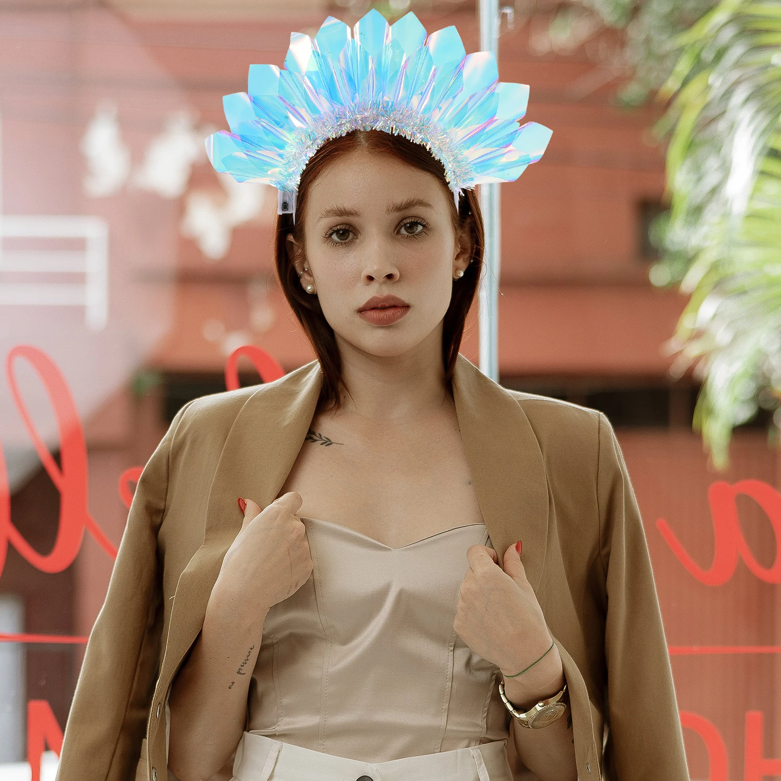 

Color Film Headband for Women Girls Bright Light Glitter PVC Plastic Base Small White Box Hair Accessories Photo Prop