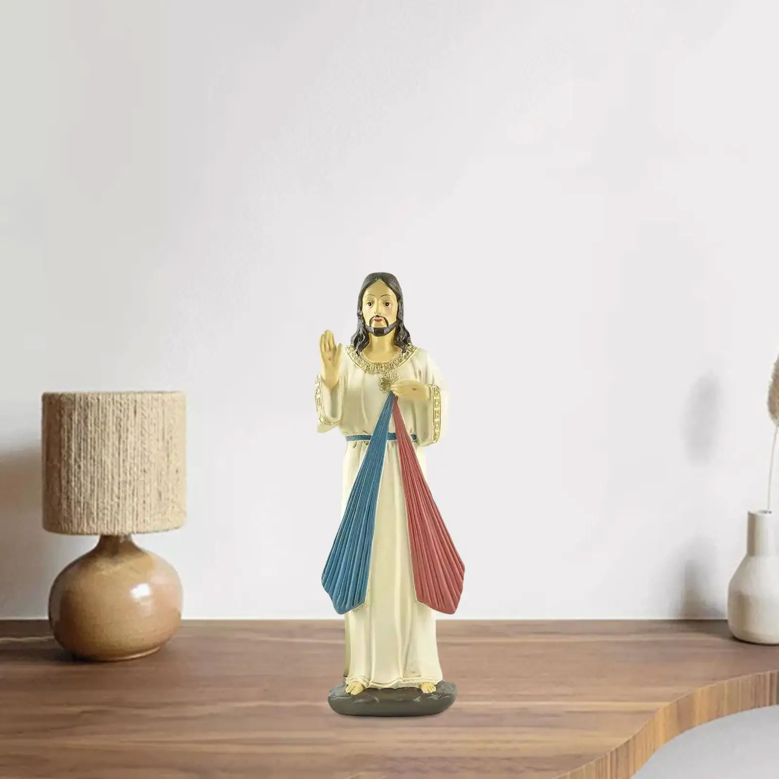 Resin Figurine Gift Divine Mercy Jesus Statue for Cabinet Bookshelf Bedroom