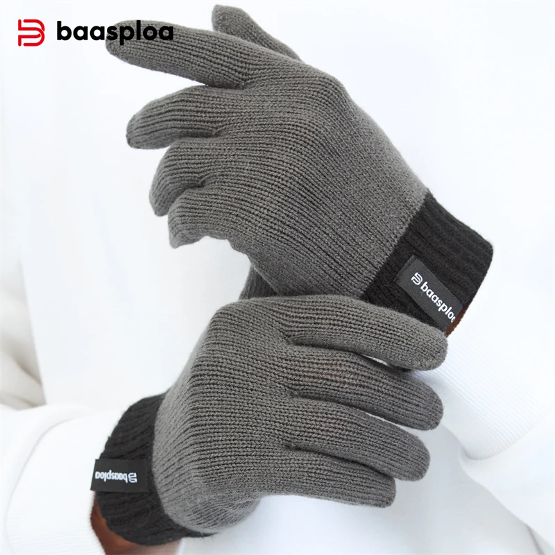 Baasploa Men Knitted Gloves Autumn Winter Sport Outdoor Keep Warm Gloves for Women Fashion Comfort Casual Gloves New Arrival