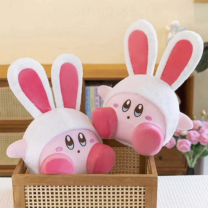Peluche Kirby avec oreilles de lapin, jouet Animal en peluche, poupée de dessin animé mignon pour enfants, cadeau d'anniversaire et de noël, poupée à grande tête, cadeau en peluche