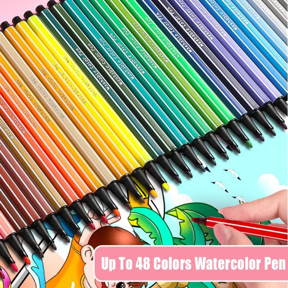 12/18/24/36/48 Colors Watercolor Pen Quick Drying DIY Hand Drawing Colored Marker Pen Smooth Writing Art Painting Graffiti Tool